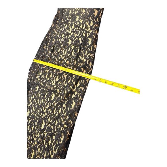 Tadashi shoji Black Nude Lace Dress Women’s 10 Floor Length Slit Special Goth - Picture 3 of 14